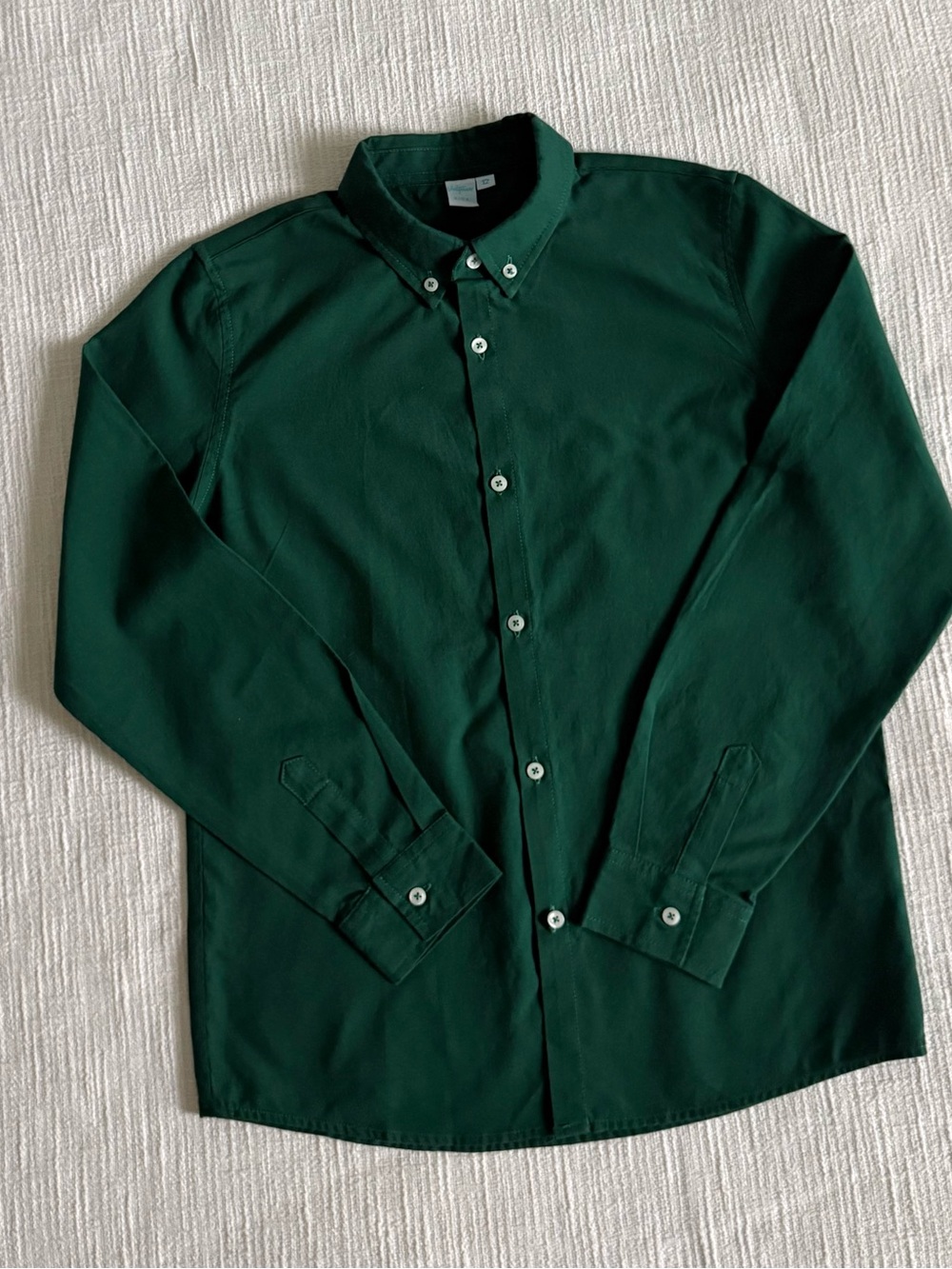 Boys Dark Green Button-Down Shirt